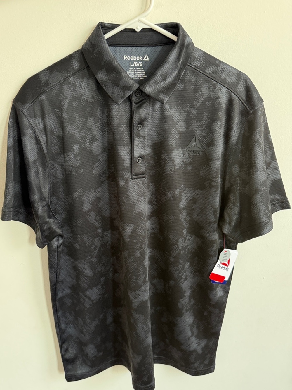 Reebok Men’s Black Camouflage Polo